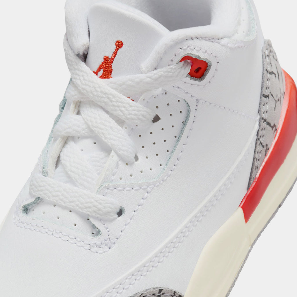 Exclusive Air Jordan 3 Retro Georgia Peach Infant Toddler Lifestyle Shoes (White/Cosmic Clay/Sail/Cement Grey) — 2C — Side View