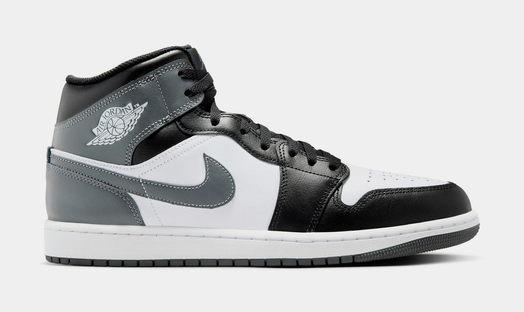 Exclusive Air Jordan 1 Retro Mid Iron Grey Mens Lifestyle Shoes (Black/Iron Grey/White) — 7 — Front View