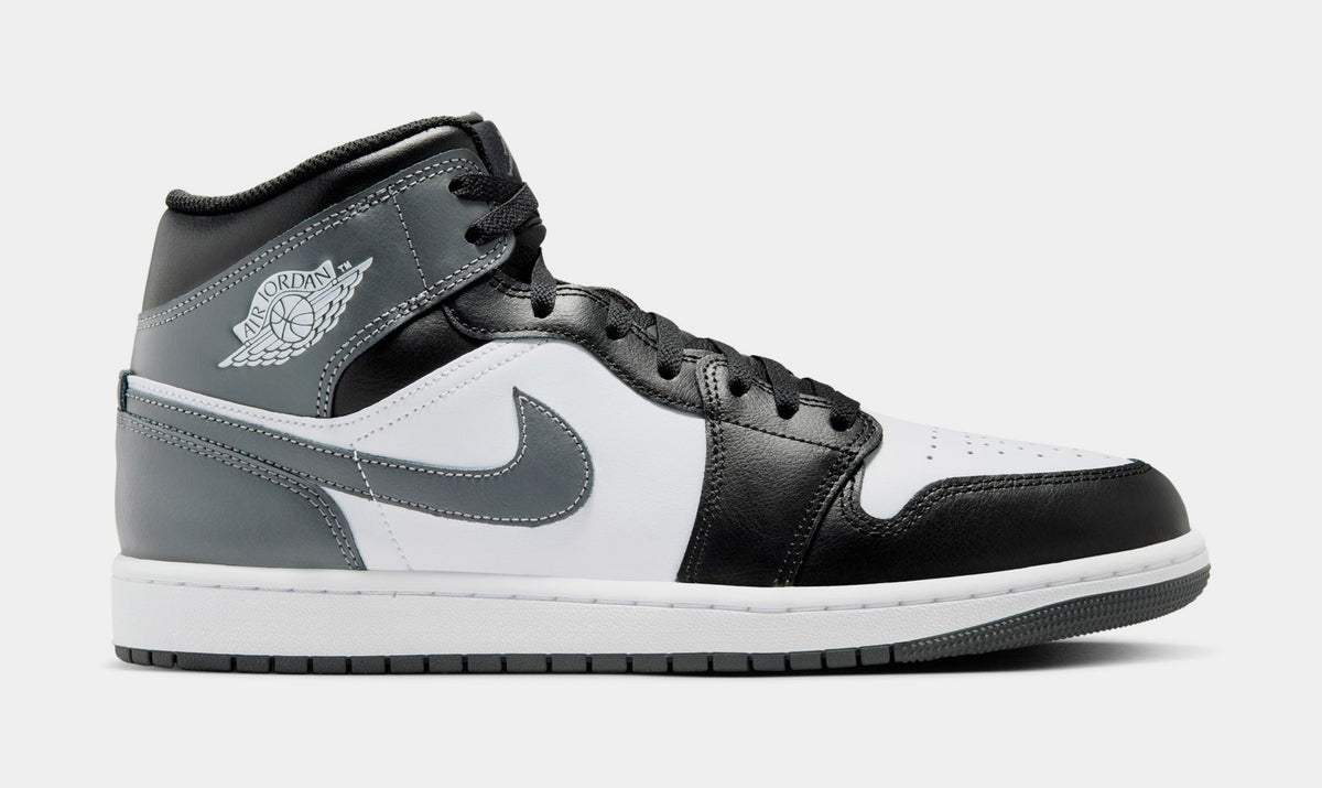 Exclusive Air Jordan 1 Retro Mid Iron Grey Mens Lifestyle Shoes (Black/Iron Grey/White) — 7 — Front View