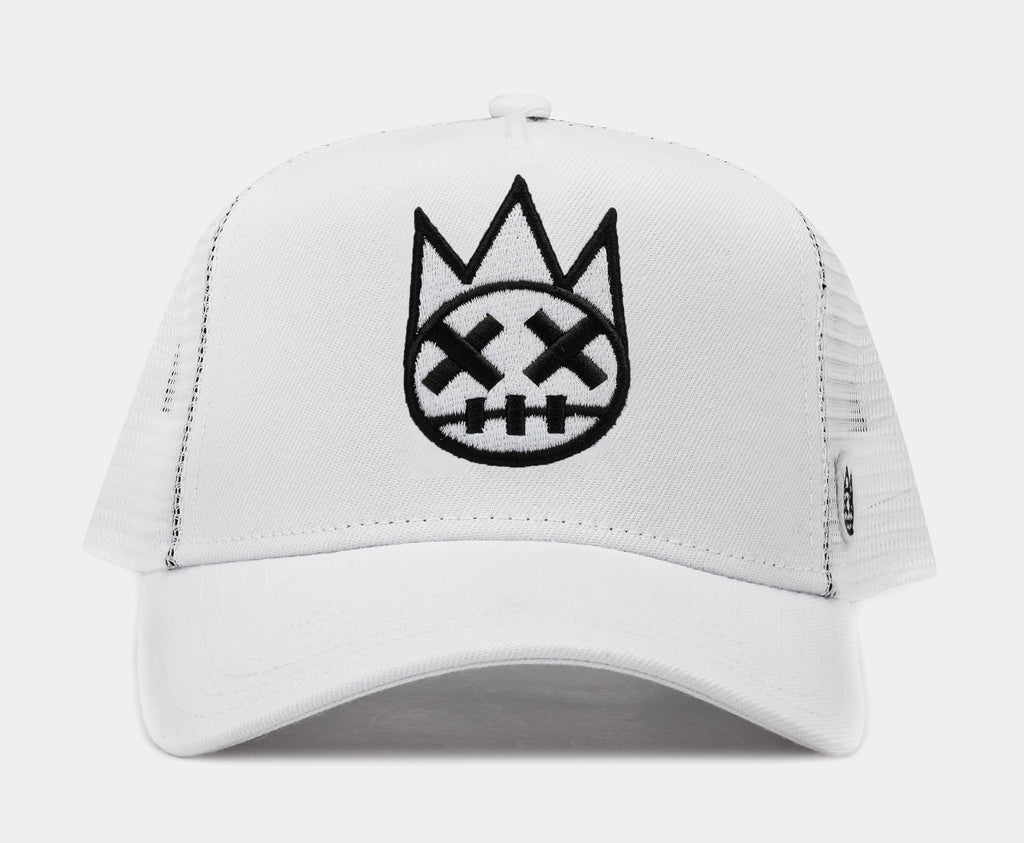 Exclusive Clean 3D Logo Mesh Trucker Mens Hat (Black/Black/White) — OS — Front View