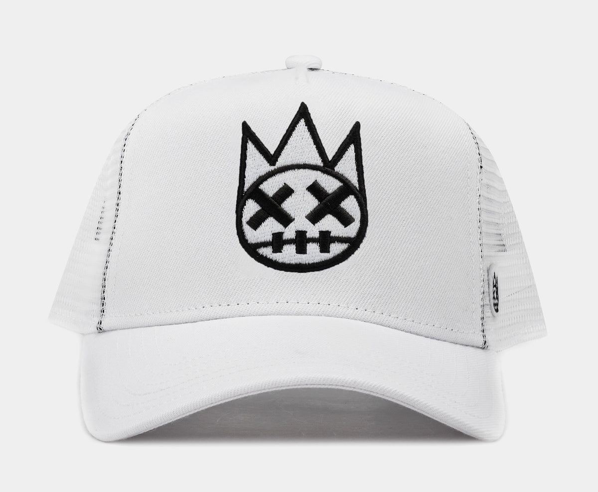 Exclusive Clean 3D Logo Mesh Trucker Mens Hat (Black/Black/White) — OS — Front View