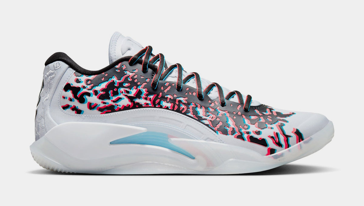 Exclusive Zion 3 Z-3D Mens Basketball Shoes (Football Grey/Black/Flash Crimson/Chlorine Blue) — 4 — Front View