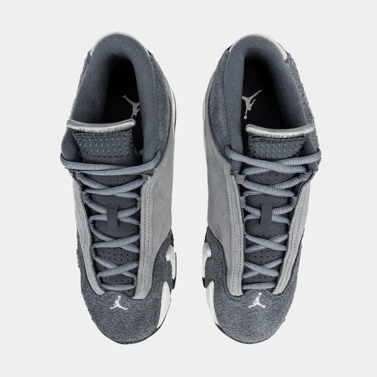 Exclusive Air Jordan 14 Retro Flint Grey Grade School Lifestyle Shoes (Flint Grey/Stealth White) — 3.5Y — Detail View