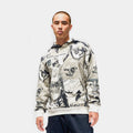 Exclusive Brooklyn Fleece Flight All Over Print Pullover Mens Hoodie (Black/White) — S — Front View