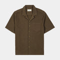 Exclusive Art Decor Knit Mens Short Sleeve Shirt (Brown) — S — Front View