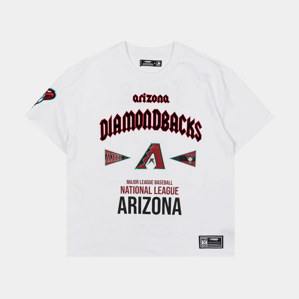 Exclusive Arizona Diamondbacks City Tour Drop Shoulder Mens Short Sleeve Shirt (White) — S — Front View