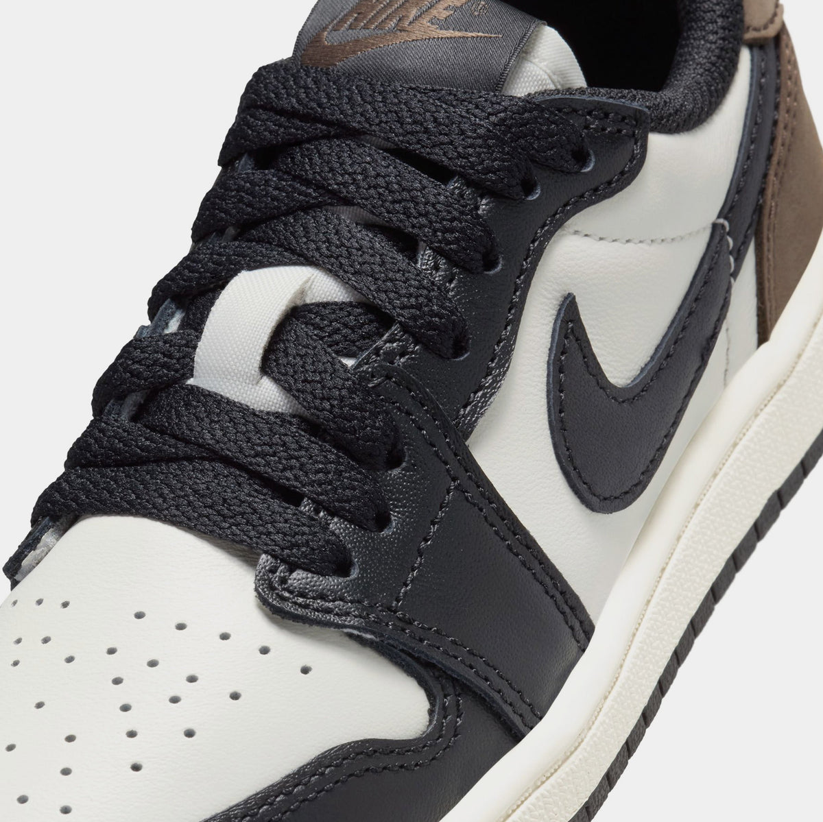 Exclusive Air Jordan 1 Retro Low OG Mocha Preschool Lifestyle Shoes (Sail/Black/Dark Mocha) — 10.5C — Side View