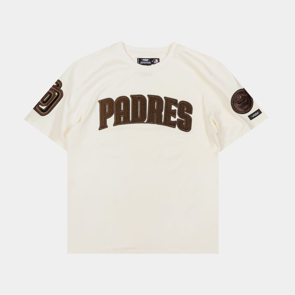 Exclusive San Diego Padres Triple Tonal Mens Short Sleeve Shirt (Neutral/Brown) — S — Front View