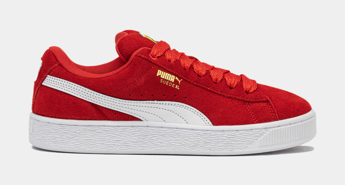 Exclusive Scuderia Ferrari Suede XL Mens Lifestyle Shoes (Red/White) — 4 — Front View