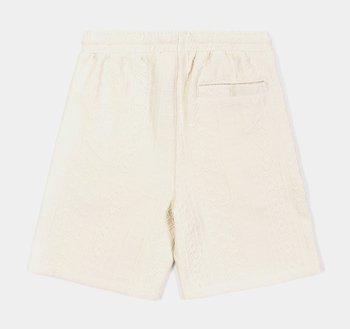 Exclusive Jacquard Ornate Printed Mens Shorts (Cream) — S — Side View