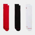 Exclusive Essentials Crew 3 Pack Mens Socks (Red/Black/White) — S — Front View