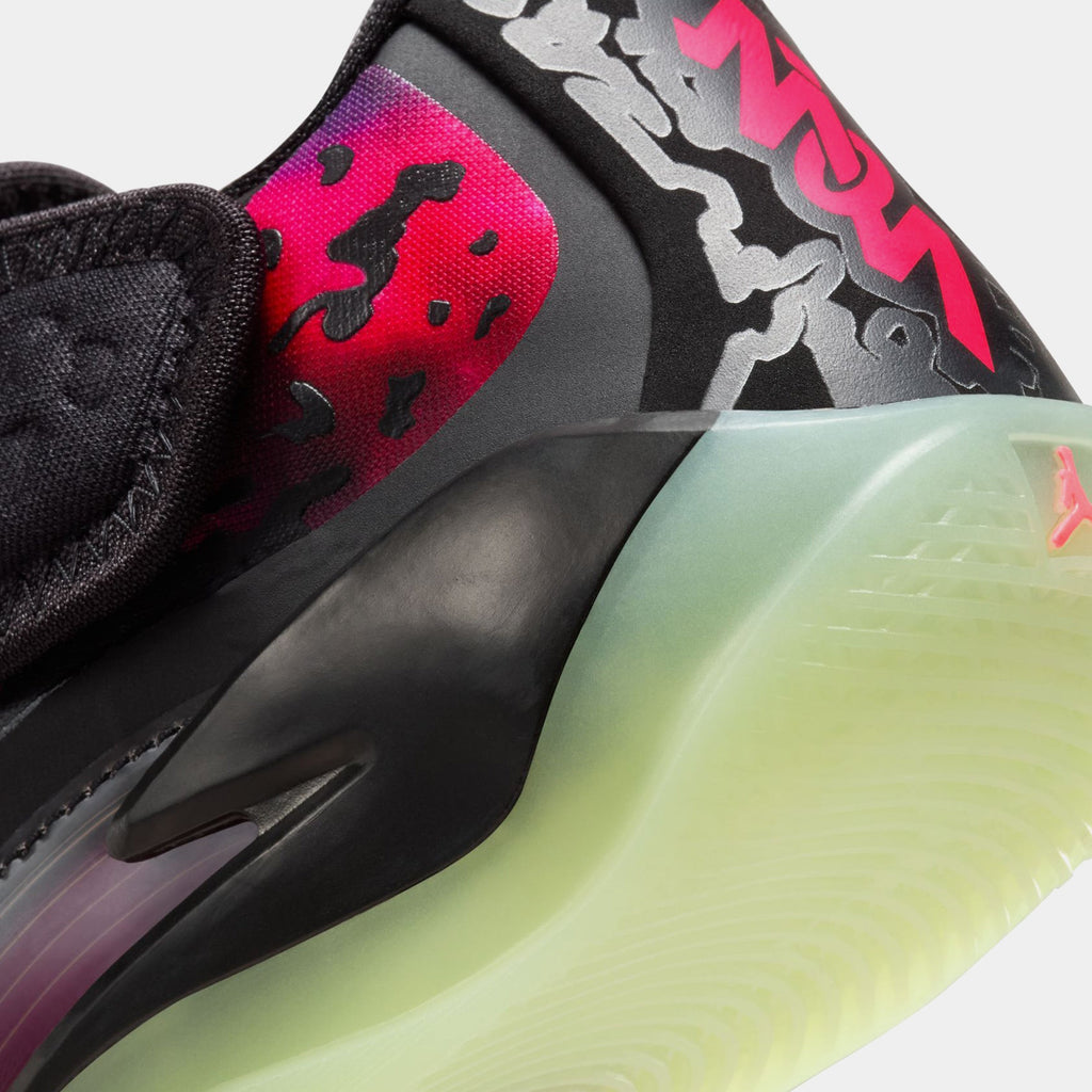 Exclusive Zion 3 Solar Red Preschool Basketball Shoes (Black/Solar Red/Vivid Purple/Barely Volt) — 10.5C — Back View