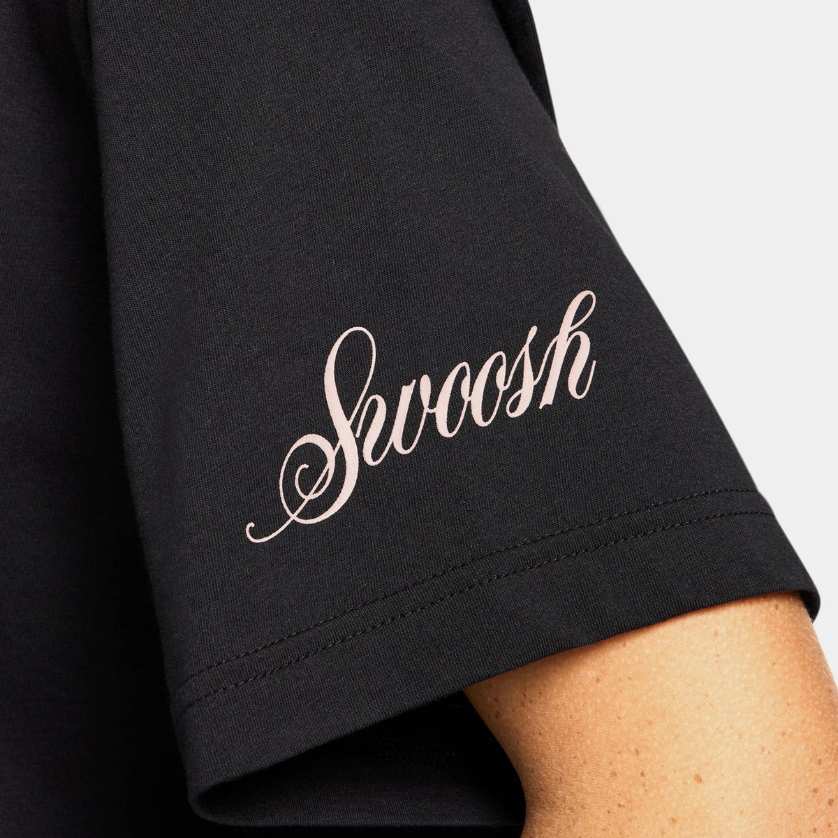 Exclusive NSW Loose Cropped Womens Short Sleeve Shirt (Black/White) — XS — Side View