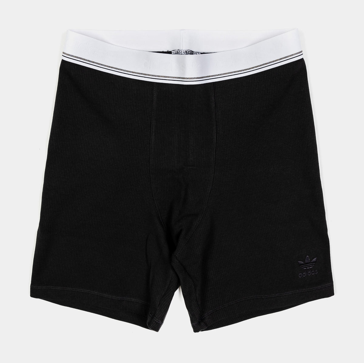 Exclusive Tape Ribbed Womens Shorts (Black/White) — XS — Front View