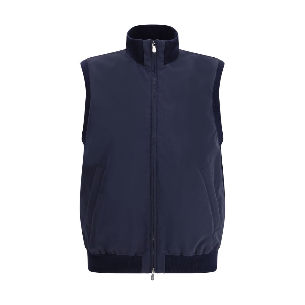 Brunello Cucinelli Blue Polyester Sleveless Men's Jacket