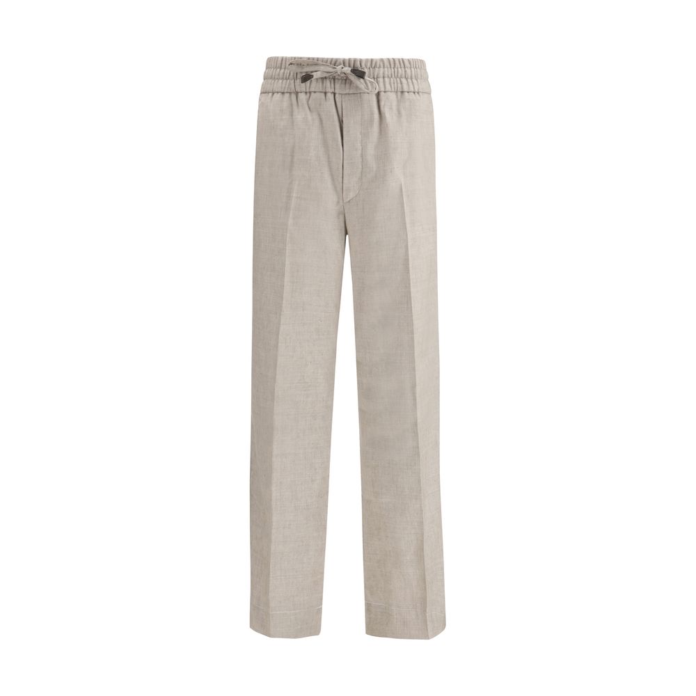 Brioni Gray Linen Casual Men's Pants