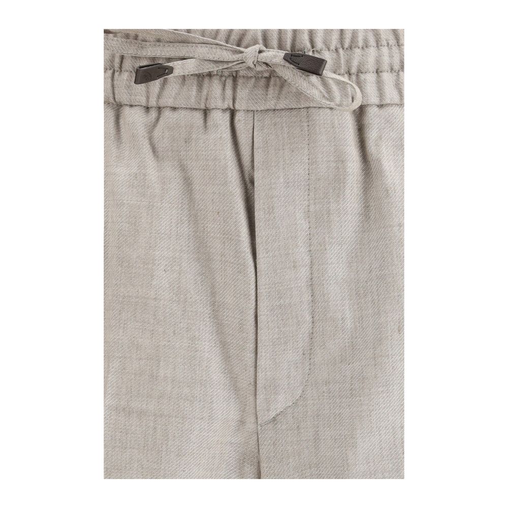 Brioni Gray Linen Casual Men's Pants