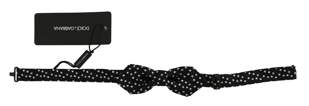 Dolce & Gabbana Black Polka Dots Silk Adjustable Neck Papillon Men Bow Men's Tie