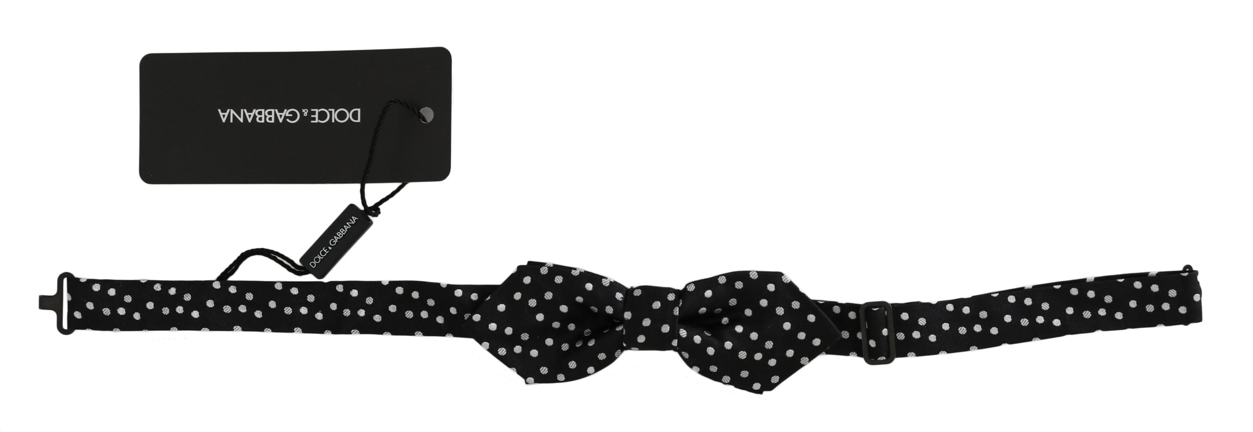 Dolce & Gabbana Black Polka Dots Silk Adjustable Neck Papillon Men Bow Men's Tie