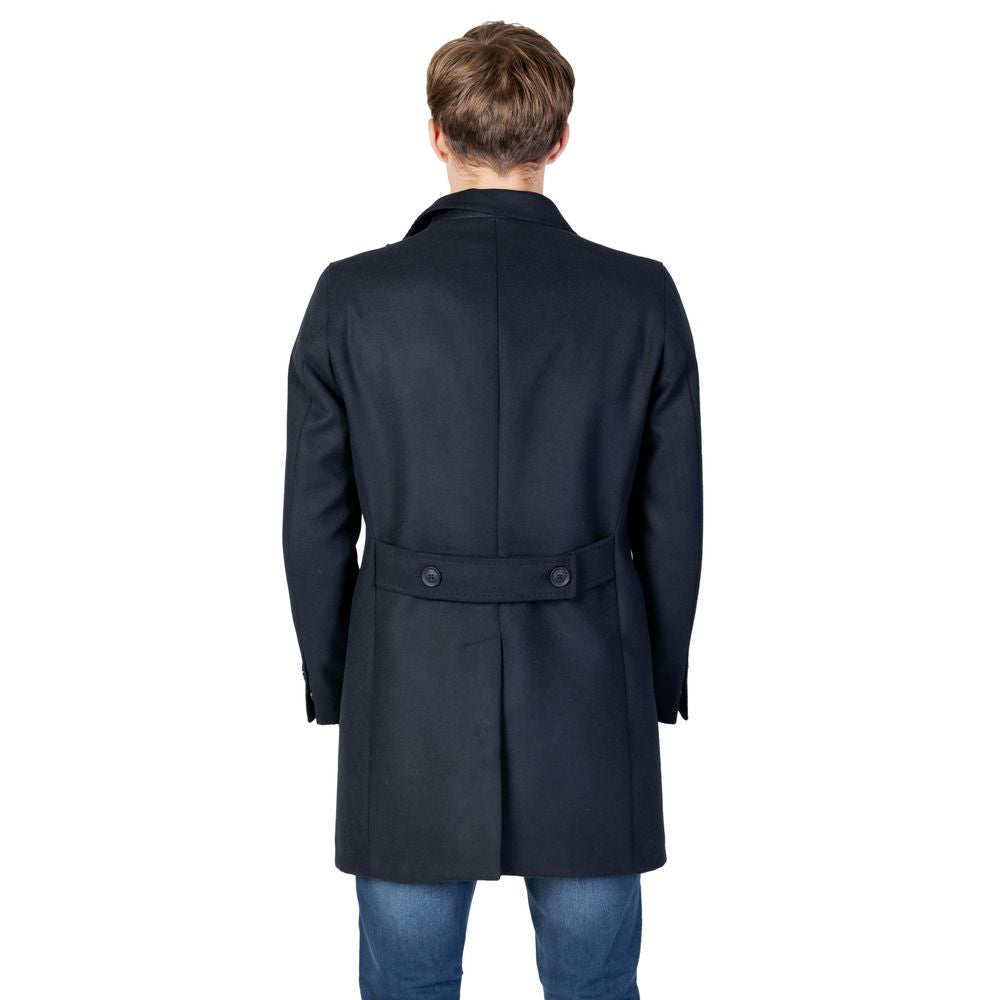 Mulish Blue Polyester Men's Coat