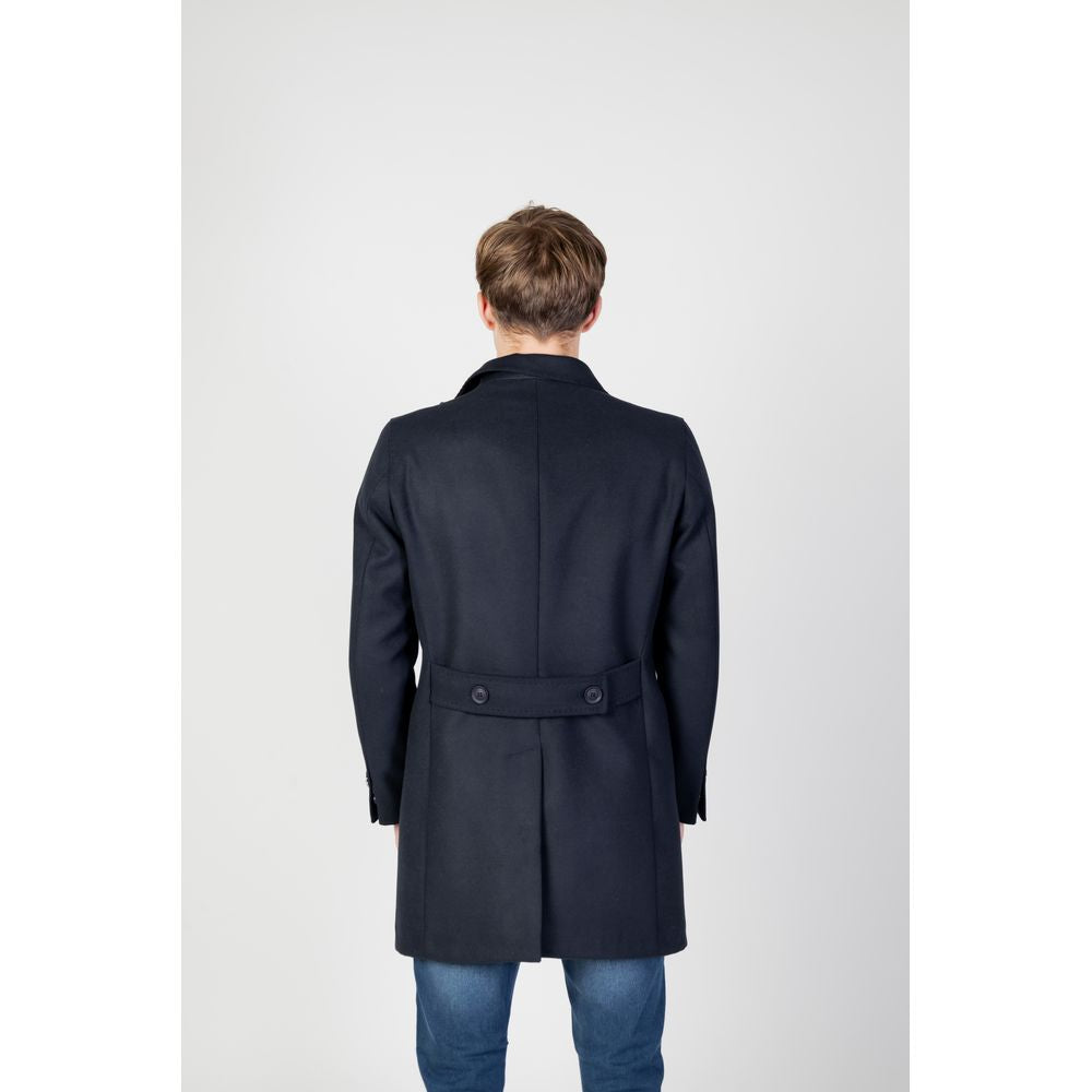 Mulish Blue Polyester Men's Coat