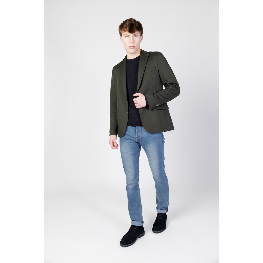 Mulish Green Polyester Men's Blazer