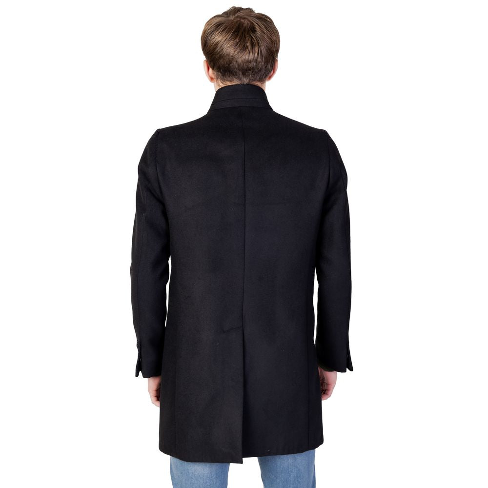 Mulish Black Polyester Men's Coat
