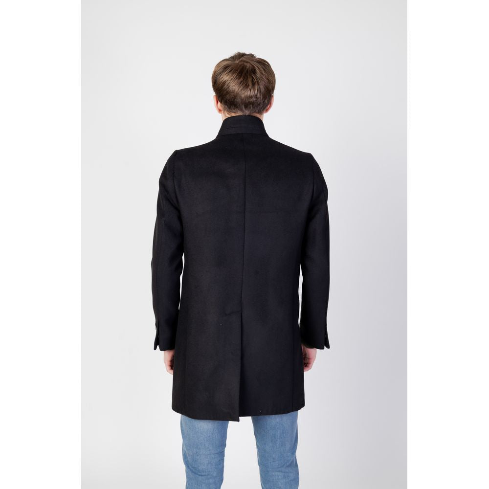 Mulish Black Polyester Men's Coat