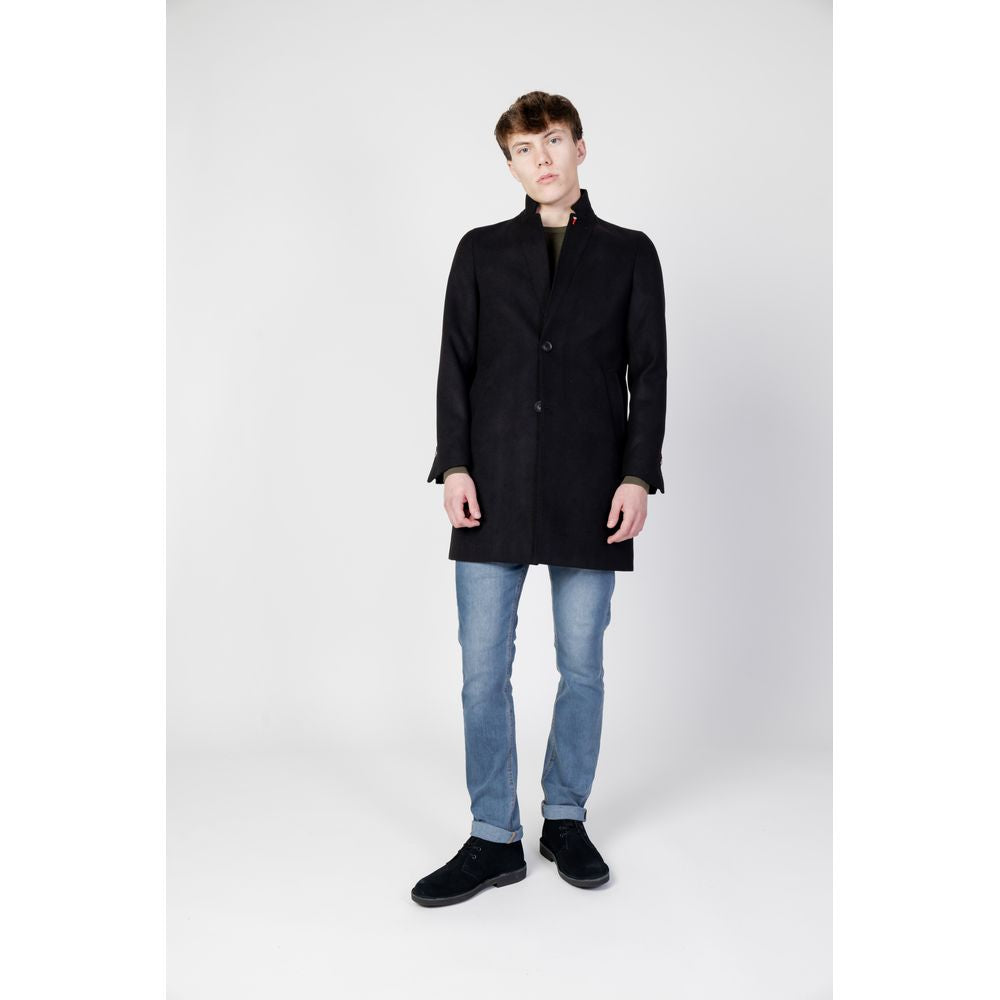 Mulish Black Polyester Men's Coat