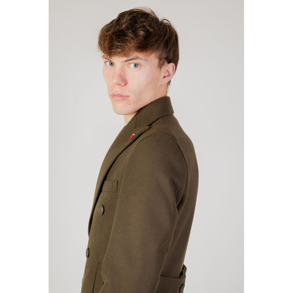 Mulish Green Polyester Men's Coat