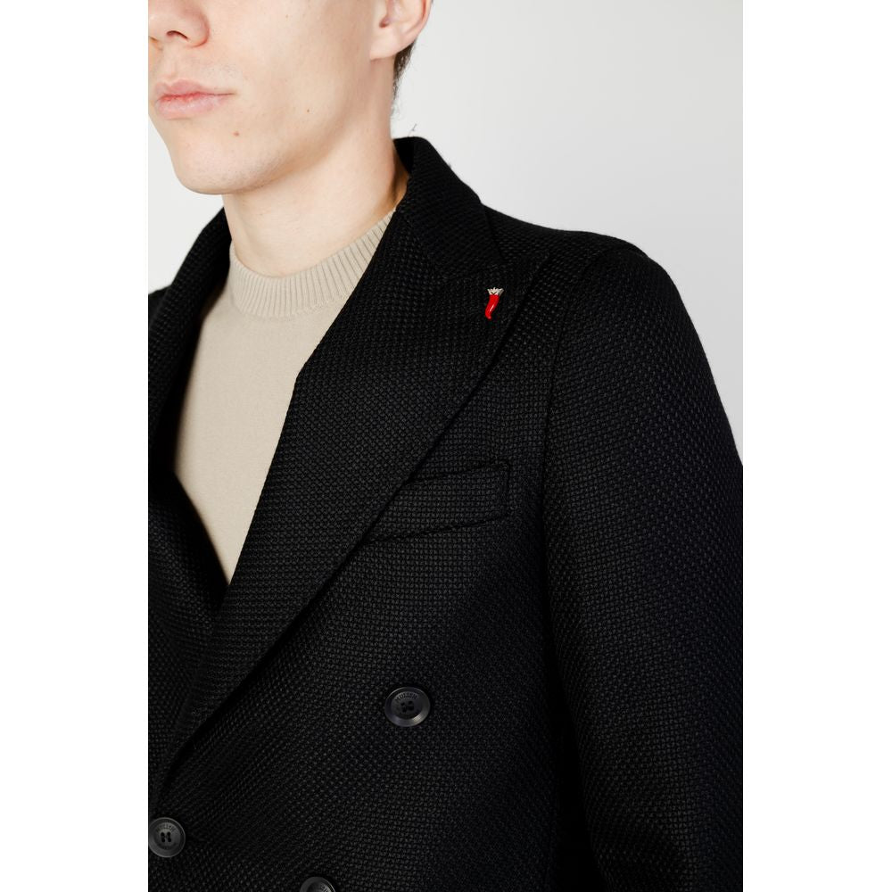 Mulish Black Polyester Men's Coat