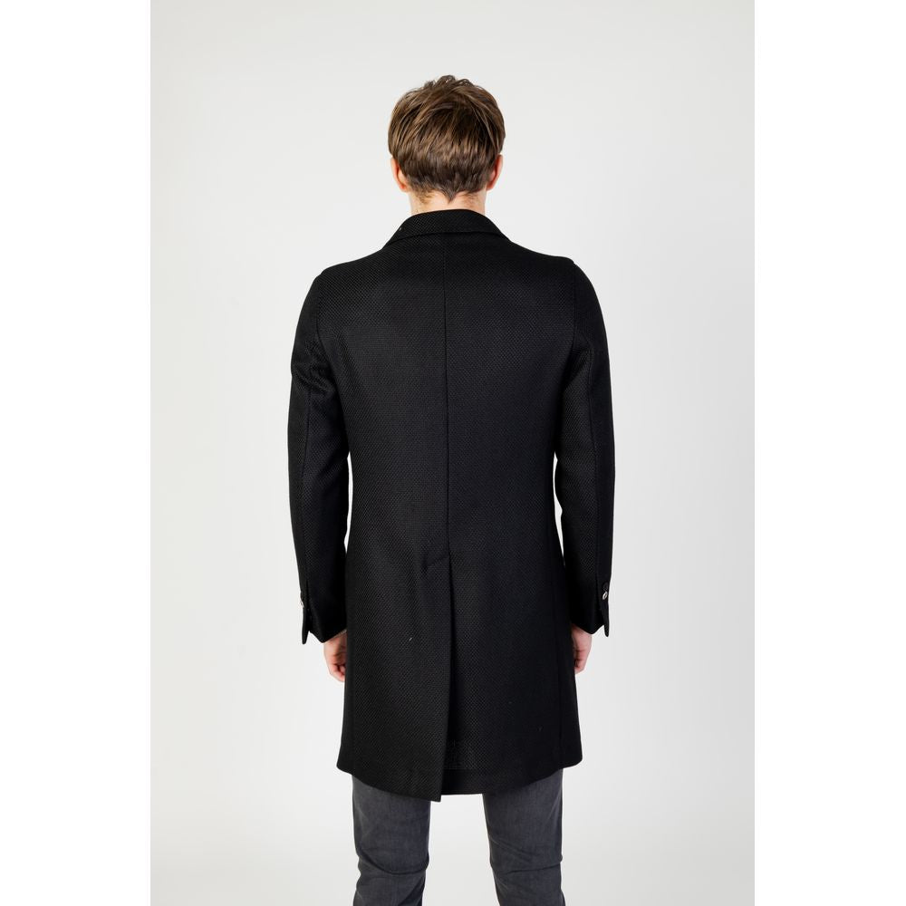 Mulish Black Polyester Men's Coat