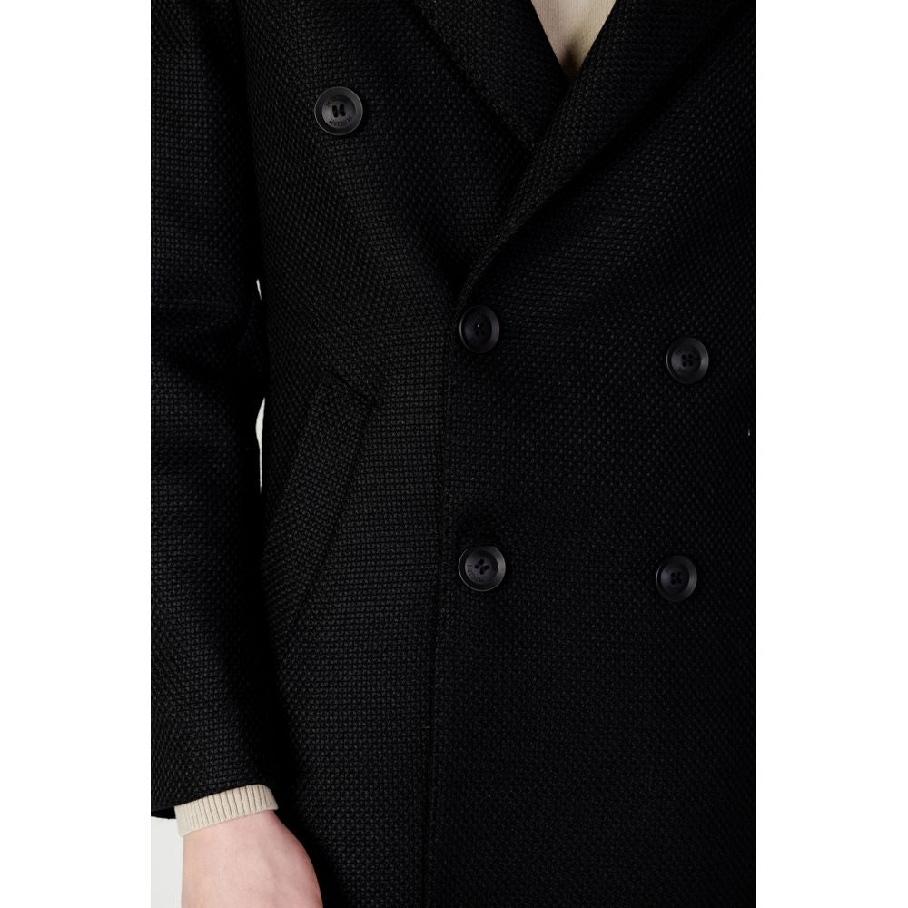 Mulish Black Polyester Men's Coat