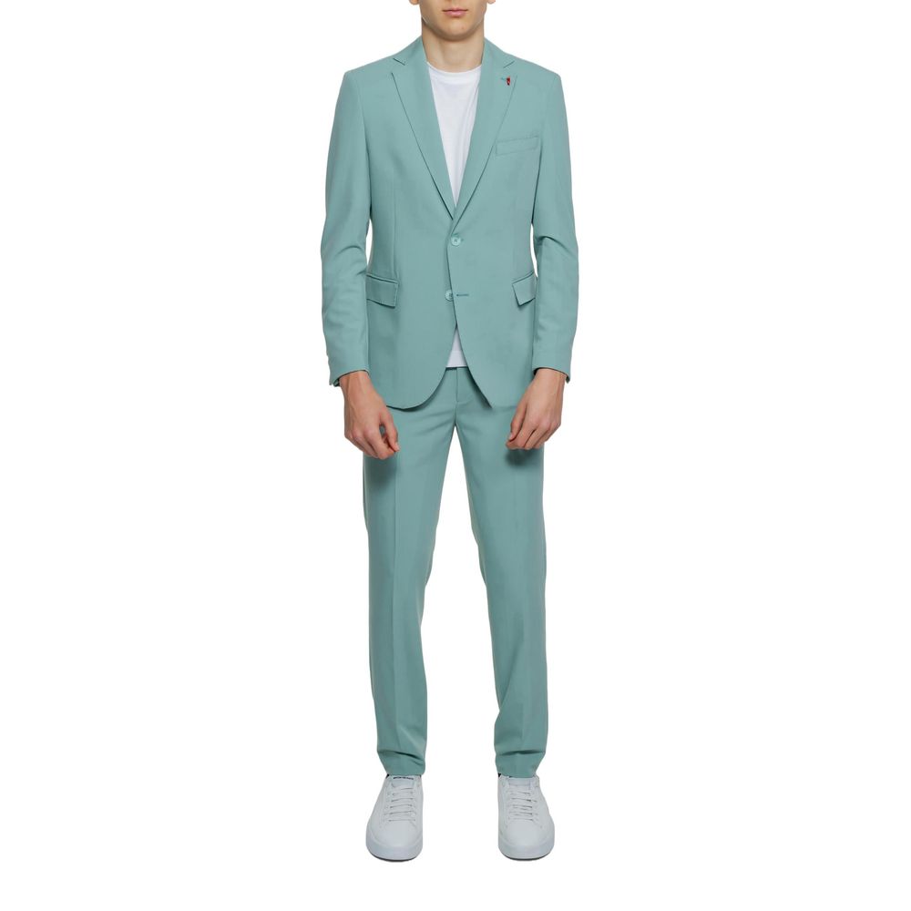 Mulish Green Polyester Two-Piece Men's Suit