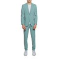 Mulish Green Polyester Two-Piece Men's Suit