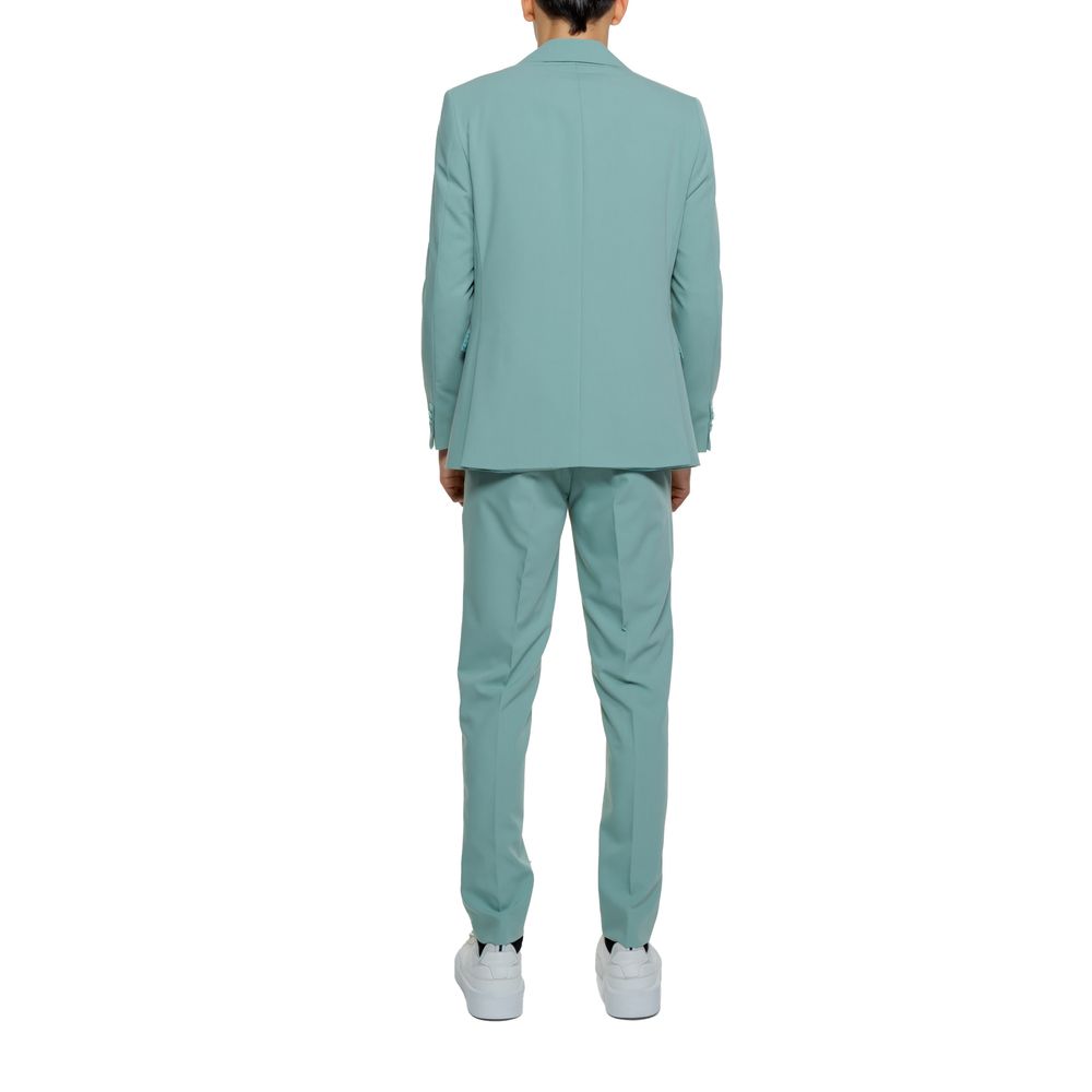 Mulish Green Polyester Two-Piece Men's Suit