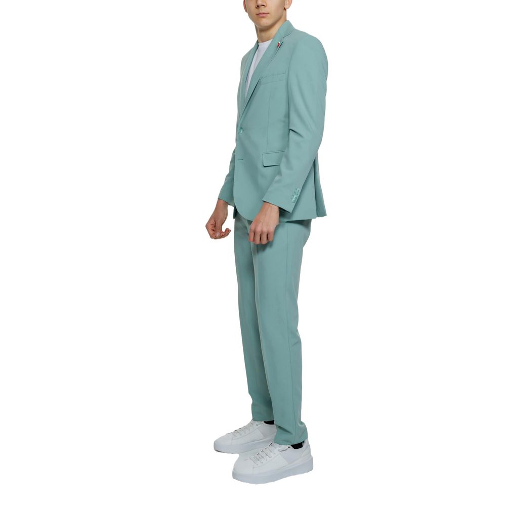 Mulish Green Polyester Two-Piece Men's Suit