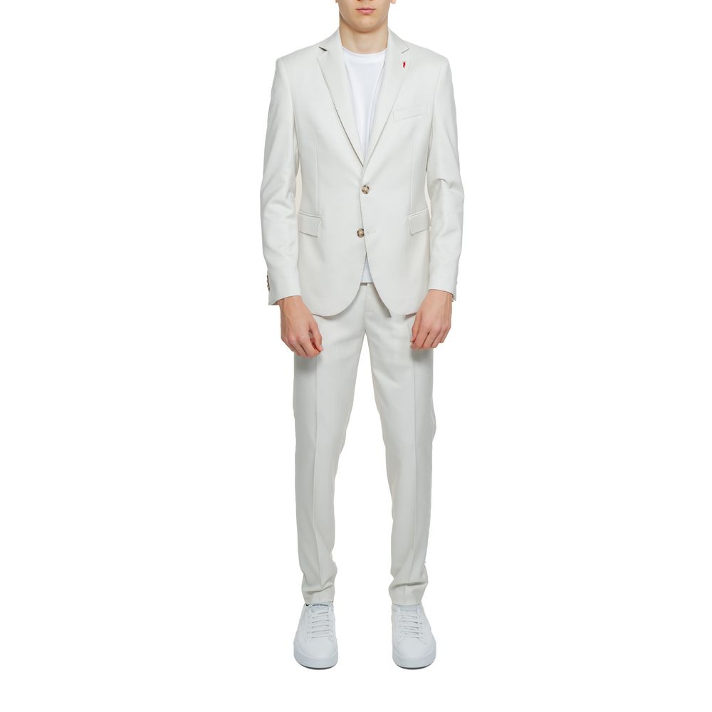 Mulish Beige Polyester Two-Piece Men's Suit