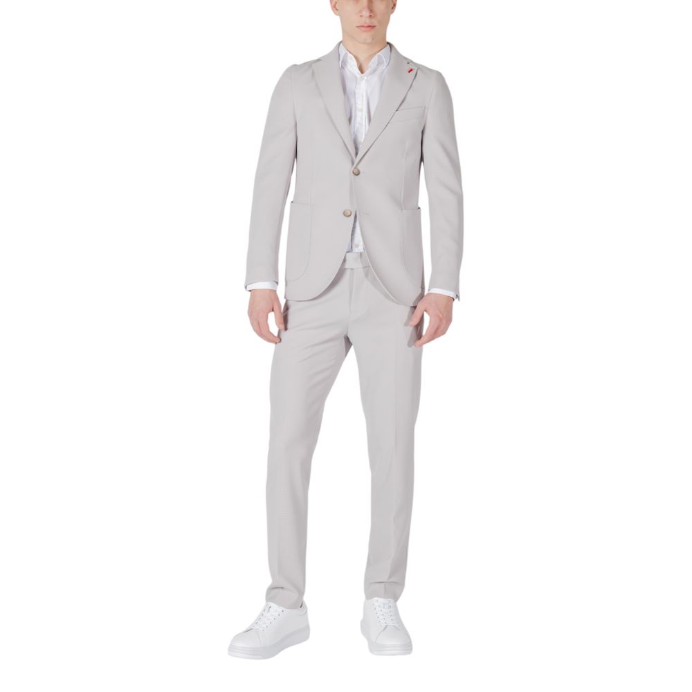 Mulish Gray Polyester Two-Piece Men's Suit