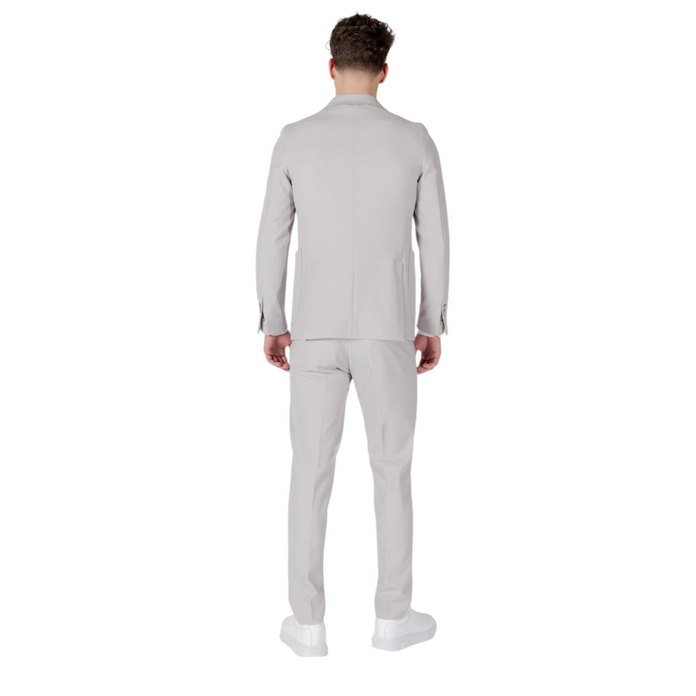 Mulish Gray Polyester Two-Piece Men's Suit