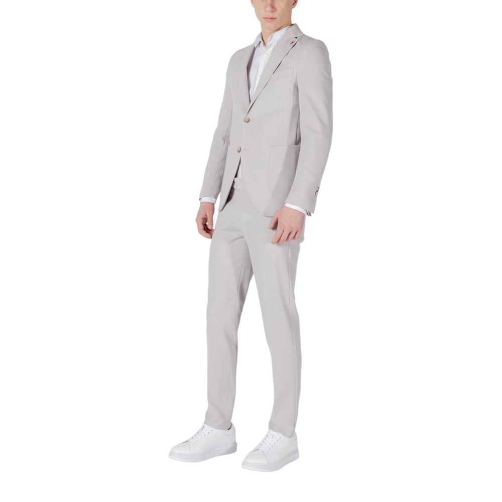 Mulish Gray Polyester Two-Piece Men's Suit