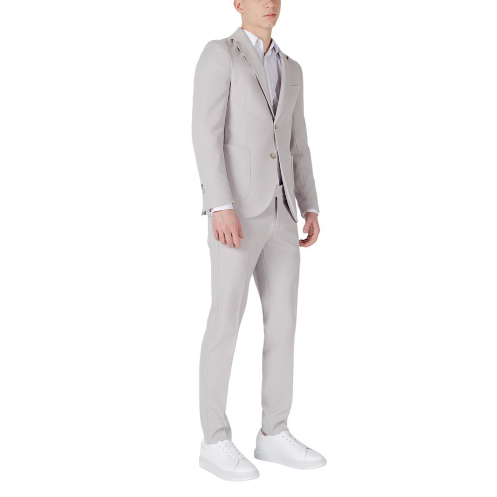 Mulish Gray Polyester Two-Piece Men's Suit