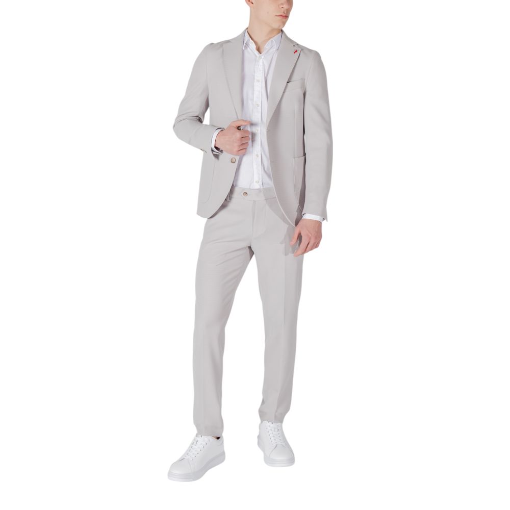 Mulish Gray Polyester Two-Piece Men's Suit