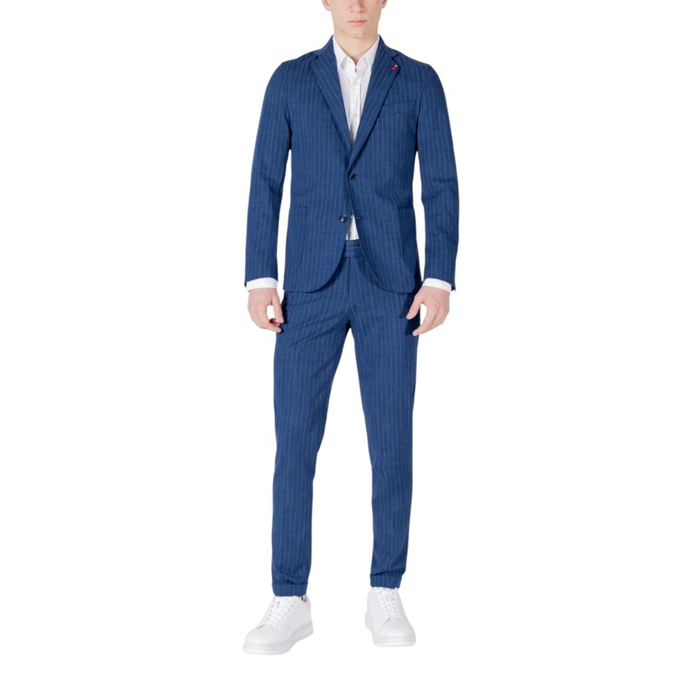 Mulish Blue Cotton Two-Piece Men's Suit