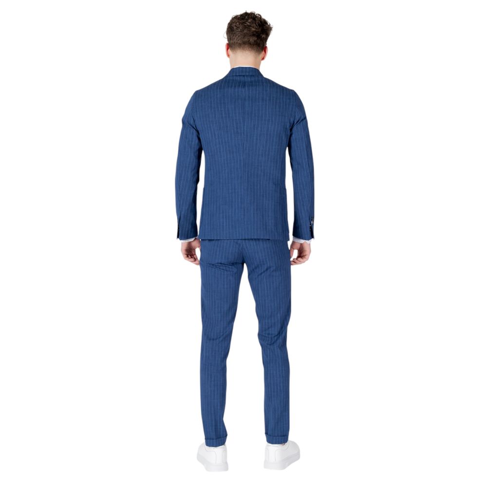 Mulish Blue Cotton Two-Piece Men's Suit