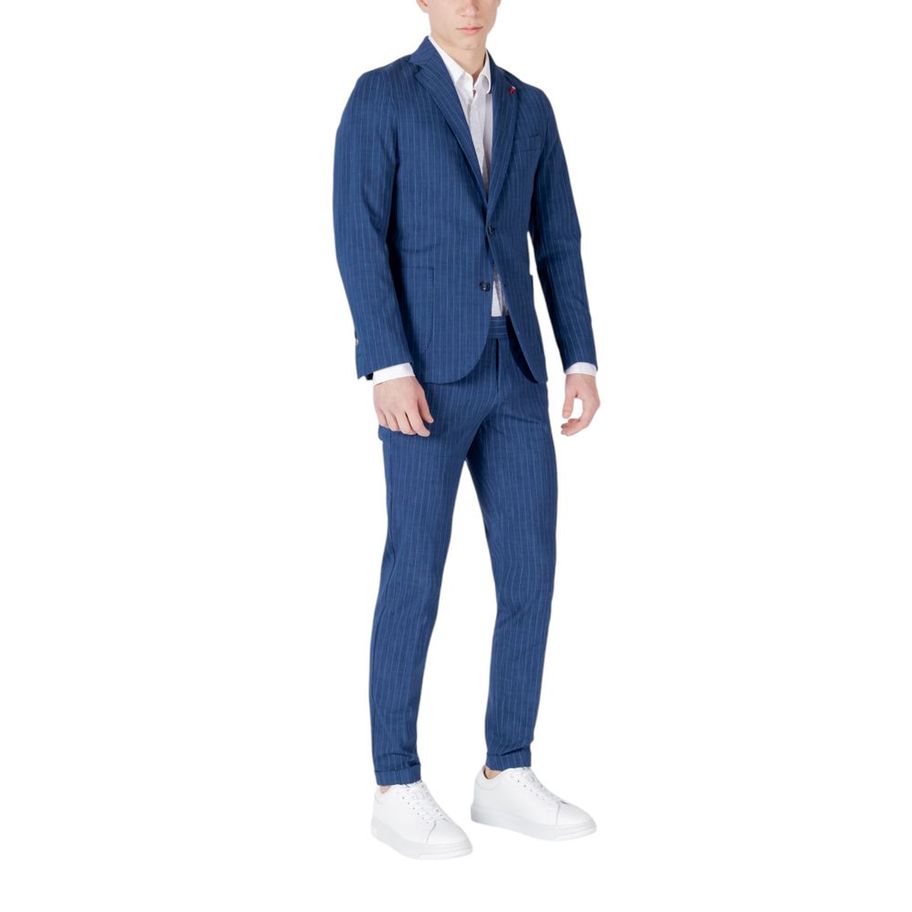 Mulish Blue Cotton Two-Piece Men's Suit