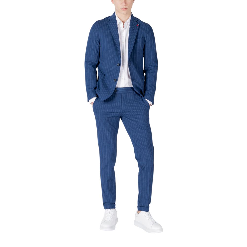 Mulish Blue Cotton Two-Piece Men's Suit