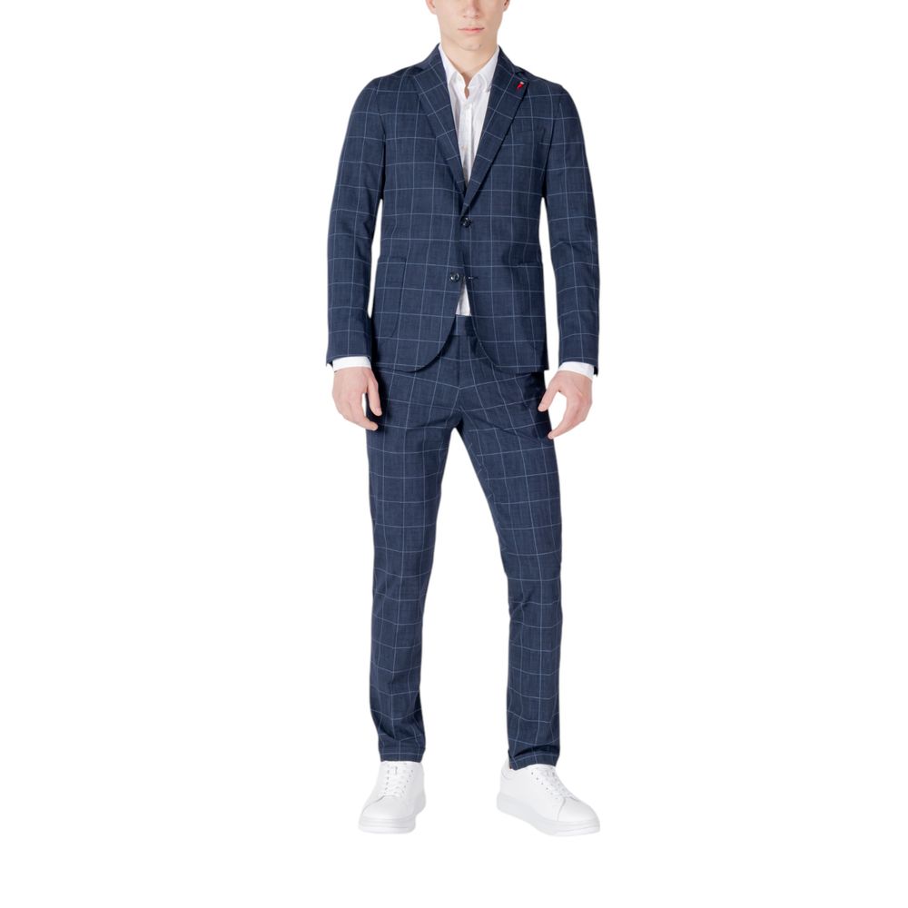 Mulish Blue Cotton Two-Piece Men's Suit