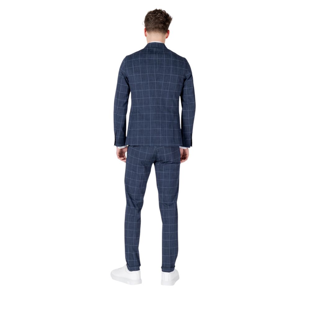 Mulish Blue Cotton Two-Piece Men's Suit