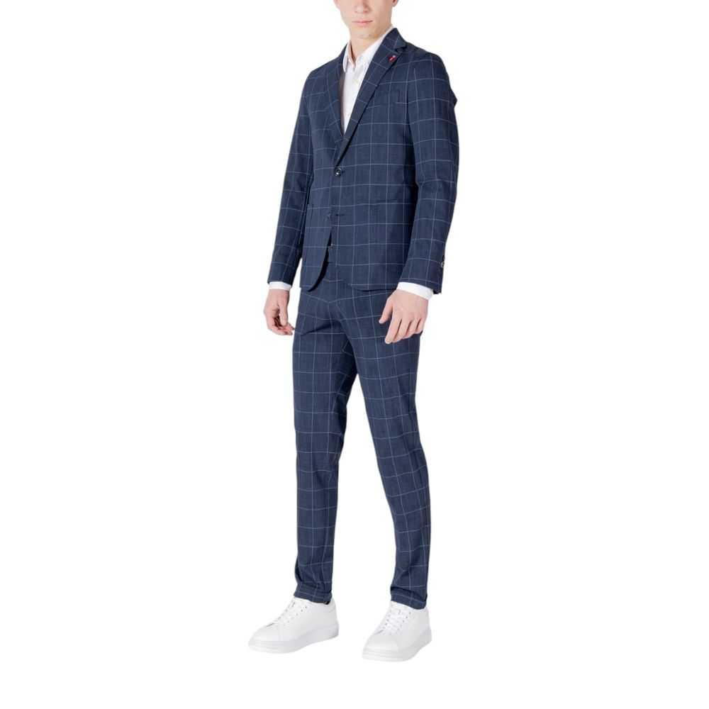 Mulish Blue Cotton Two-Piece Men's Suit